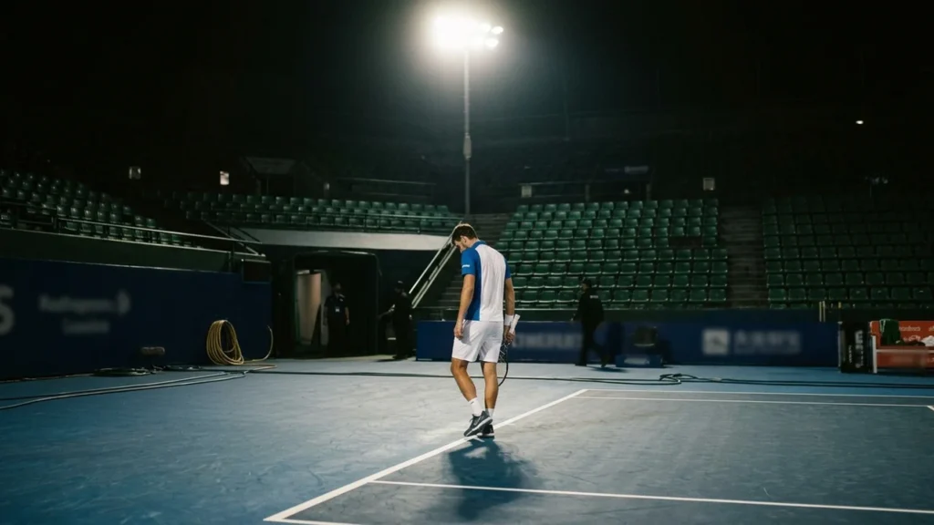 Novak Djokovic and Mariano Navone and Arthur Ashe Stadium